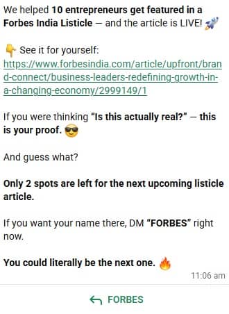 Forbes PR Link Pitch
