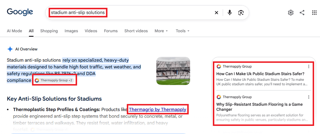 Thermapply AI Overview rankings 2
